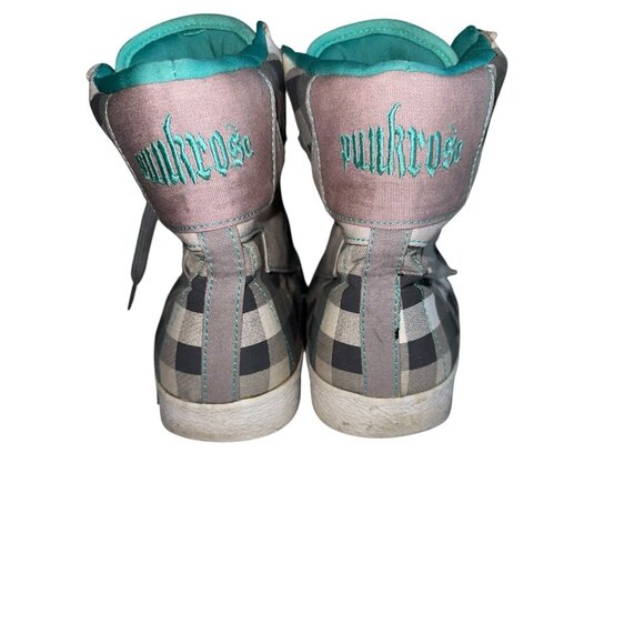 Punkrose Womens High Top Sneakers Sz 10 Gray White Check Style 73204 Punk Grunge - Picture 5 of 10